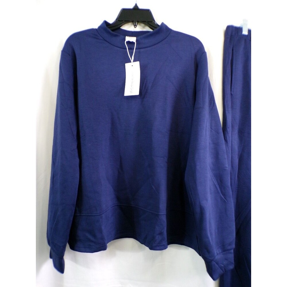 XIEERDUO Women's Navy Pullover Sweatshirt XL 50%Poly 46%Rayon 4%Spandex - Picture 2 of 6